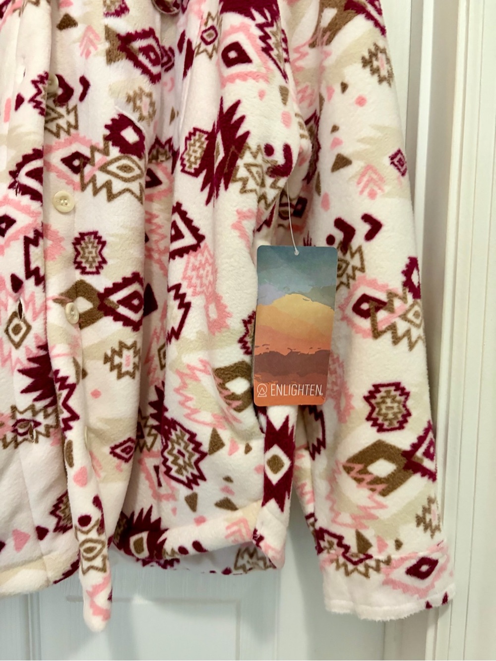 Pink & Cream Aztec Fleece Shacket - Picture 2 of 6